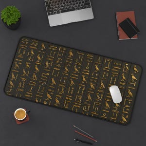 Egyptian Hieroglyphs Desk Mat - Gift for History Lovers - Ancient Egypt Gaming Mouse Pad for Archaeology & History Students, Museum Lovers