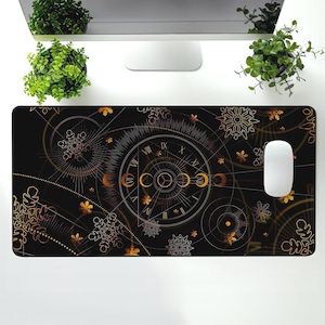 Celestial Desk Mat, Astrology Mouse Pad, Lunar Phase Office Decor,  Witchy Workspace Accessories, Gift for Astrologers, Home Office Decor