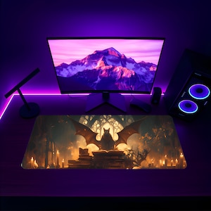 Gothic Bat Desk Mat: Dark Academia Library Mouse Pad