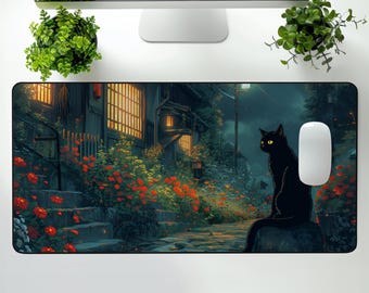 Tappetino da scrivania Mystical Lofi Cat: design incantevole per l'area di lavoro