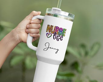 Tazza personalizzata per infermiere: tazza termica in acciaio inossidabile con stampa leopardata