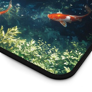 Alfombrilla de escritorio con diseño de pez koi: alfombrilla para ratón con diseño de estanque de jardín japonés imagen 8