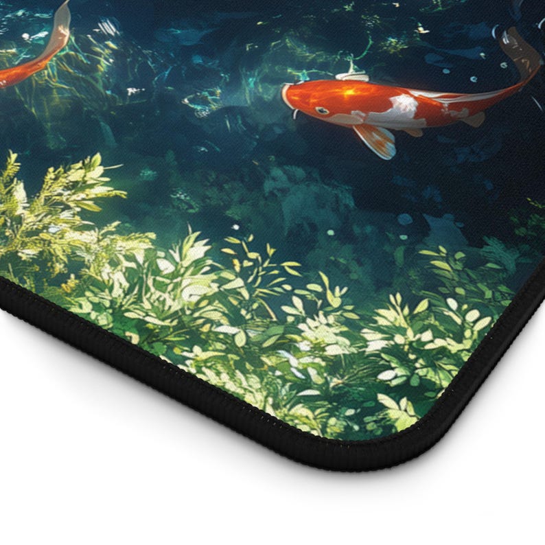 Alfombrilla de escritorio con diseño de pez koi: alfombrilla para ratón con diseño de estanque de jardín japonés imagen 8