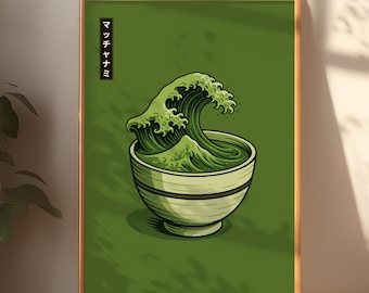 Matcha Wave Art Print - Japanese Kitchen Decor