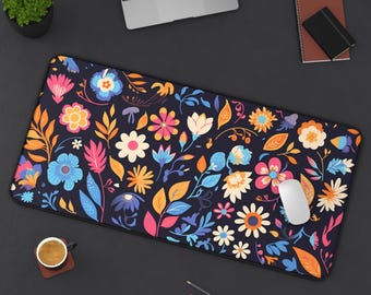 Floral Desk Mat: Mexican Folk Art, Boho Office Decor