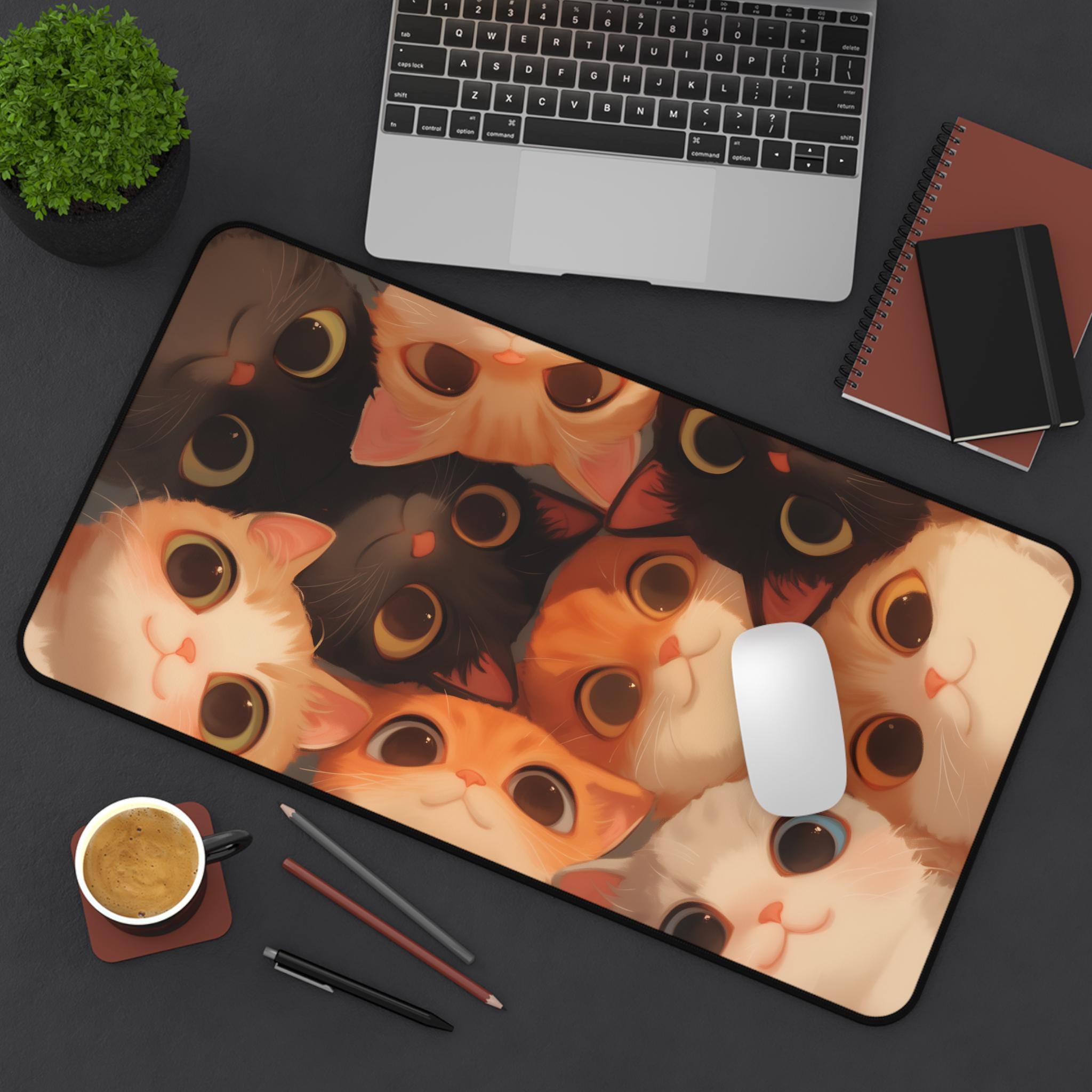 Anime-Mauspad Gaming – Cartoon Katze, Kawaii Design, Gummi-Unterlage