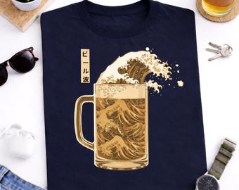 Maglietta con scritta "Japanese Wave Beer" / Maglietta con scritta "Craft Brew Art"