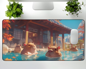 Podkładka pod mysz z motywem gorącego źródła Capybara: japońska podkładka pod mysz Onsen