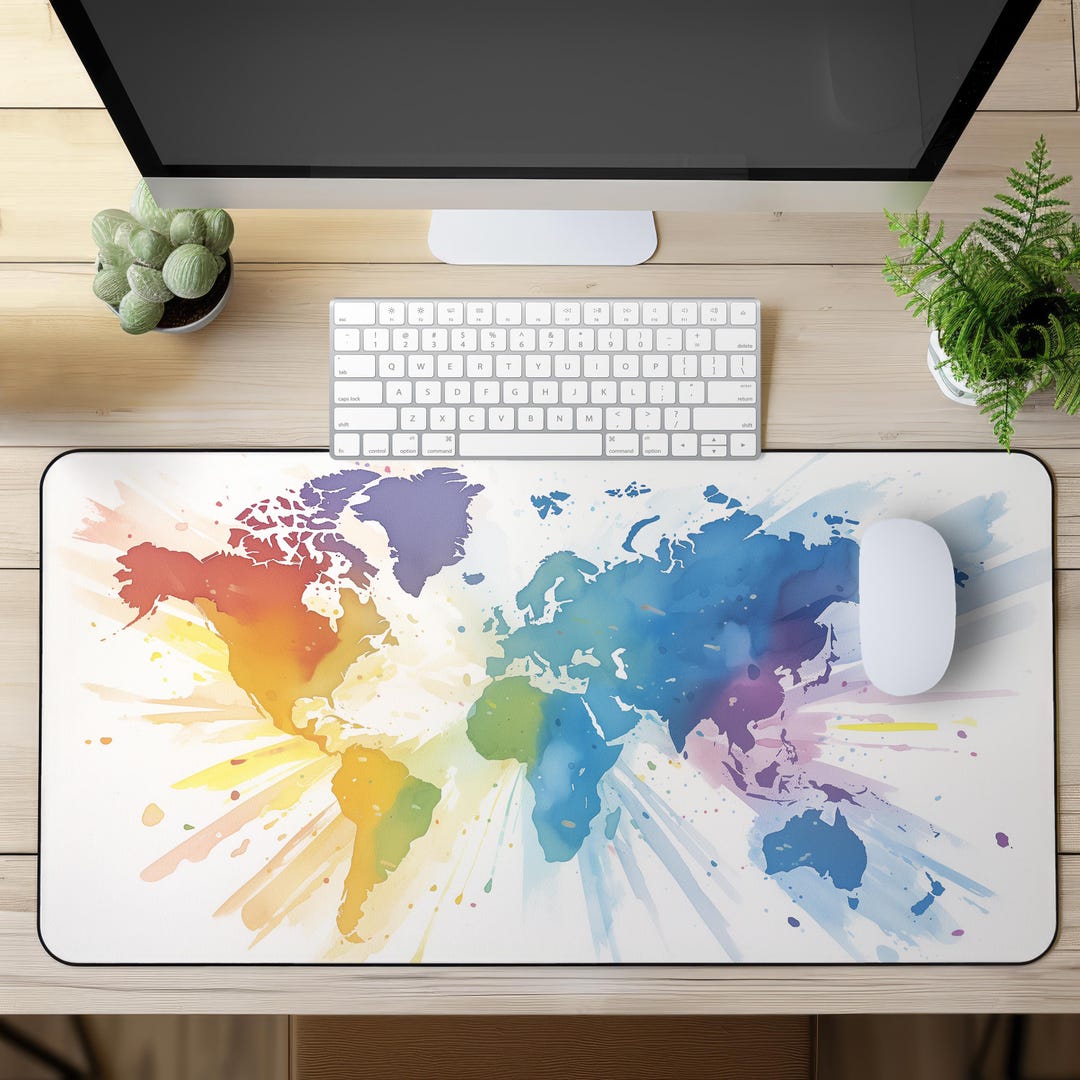 Desktop Mat Map Colorful World Map Desk Mat - Perfect for Travel Enthusiasts, Office ...