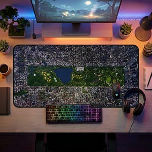 Central Park Schreibtischmatte: Luftaufnahme Manhattan, NYC Gaming Mousepad