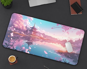 Japanse Pagoda-bureaumat: Cherry Blossom Lake, Anime Gaming-muismat