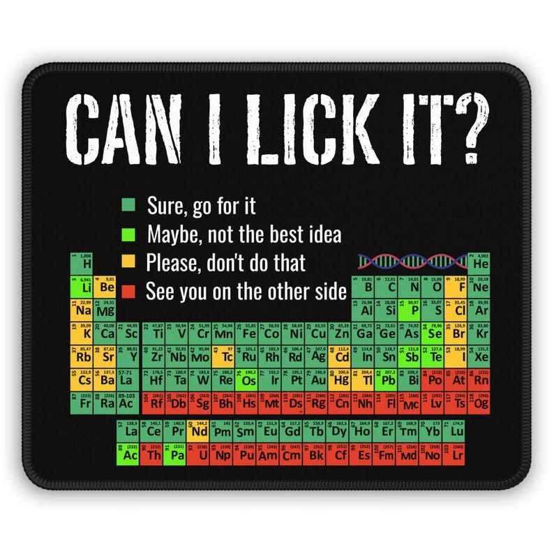 Bureaumat Chemistry Humor: likbare muismat periodiek systeem afbeelding 2