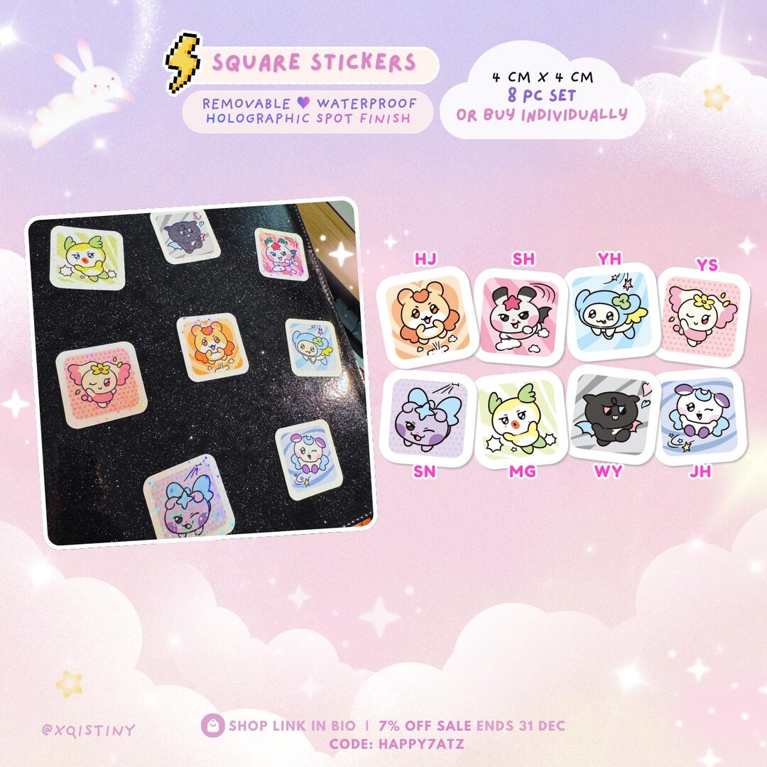 ATEEZ Mighteez Square Stickers | Hongyo Ddeongyo Tyuyo Ddangyo Saniyo ...