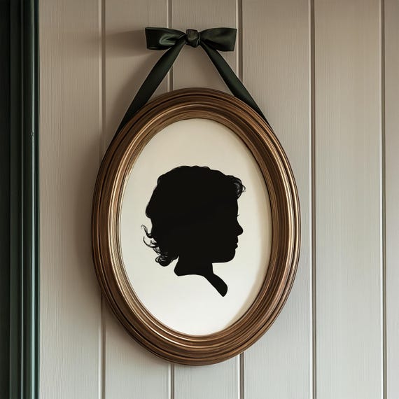 Hand Painted Silhouette Portrait: Custom Heirloom Keepsake, Unframed Personalized Painting