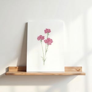 Carnation Watercolor Print: January Birth Flower Nursery Art (UNFRAMED)