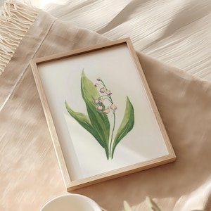 Art pour chambre de bébé, fleur de naissance, aquarelle de muguet pour une décoration de chambre d'enfant, sans cadre
