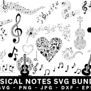 Music Notes Svg,Musical Notes Instant Download SVG,Music Notes PNG,Music Notes Cut Files For Cricut,Music Key,Music Notes Clipart