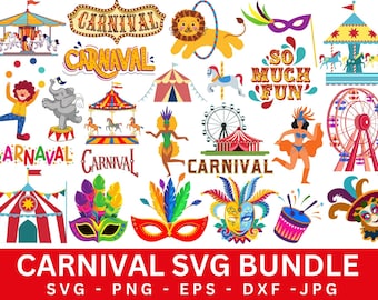 Carnival SVG Clipart Bundle, Circus Tent, Amusement Park (Digital Download)