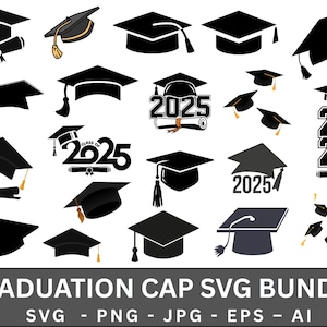Graduation Cap Svg Bundle,Graduation 2025 Svg,silhouette,cameo,cricut,Graduation Topper Svg,Digital File,Instant Download.
