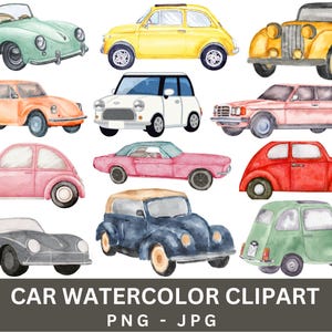 Classic Car Prints,watercolor cars,Toy Car PNG Clipart Bundle,Watercolor Little cars Clipart Bundle,Baby Boy Birthday Illustrations,wall art
