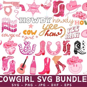 Cowgirl SVG Bundle,Cowgirl Hat Svg,Disco Cowgirl Svg,Cow Skull Svg,Horshshoe Svg,Let&#39;s Go Girls Svg,Western Svg,Cowgirl Boots,Boots Svg.