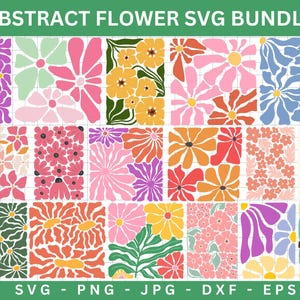 Abstract Floral Shapes Clipart Bundle,retro flower svg,Multicolor Midcentury SVG PNG files,groovy flower svg,Floral svg,Cut Files For Cricut