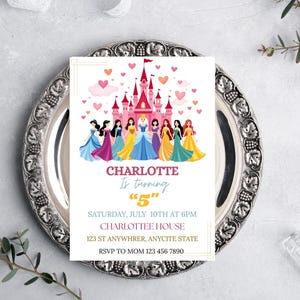 Royal Princess Magical Birthday Party Invite,Girl&#39;s Birthday Party Invite,Editable Canva Templates,Digital Template,Instant Download.