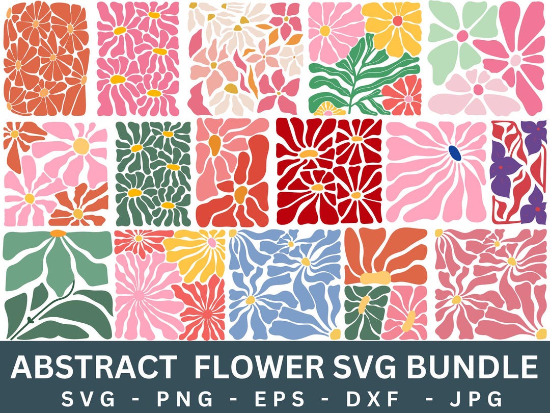 Abstract Retro Flower SVG Bundle, Boho Floral PNG (digital Download) - Etsy
