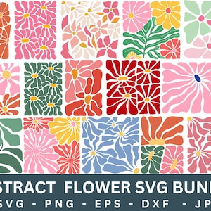 Abstract flower svg,Retro Flower Svg,boho flower svg,Danish Flower Svg,Flower svg and png bundle,Groovy Flowers,floral png,Digital Download.