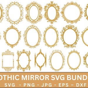 Mirror Frame SVG Bundle,Oval frame svg,Vintage frames bundle,decorative frames laser cut,photo frame paper cut,Mirror Frame vector