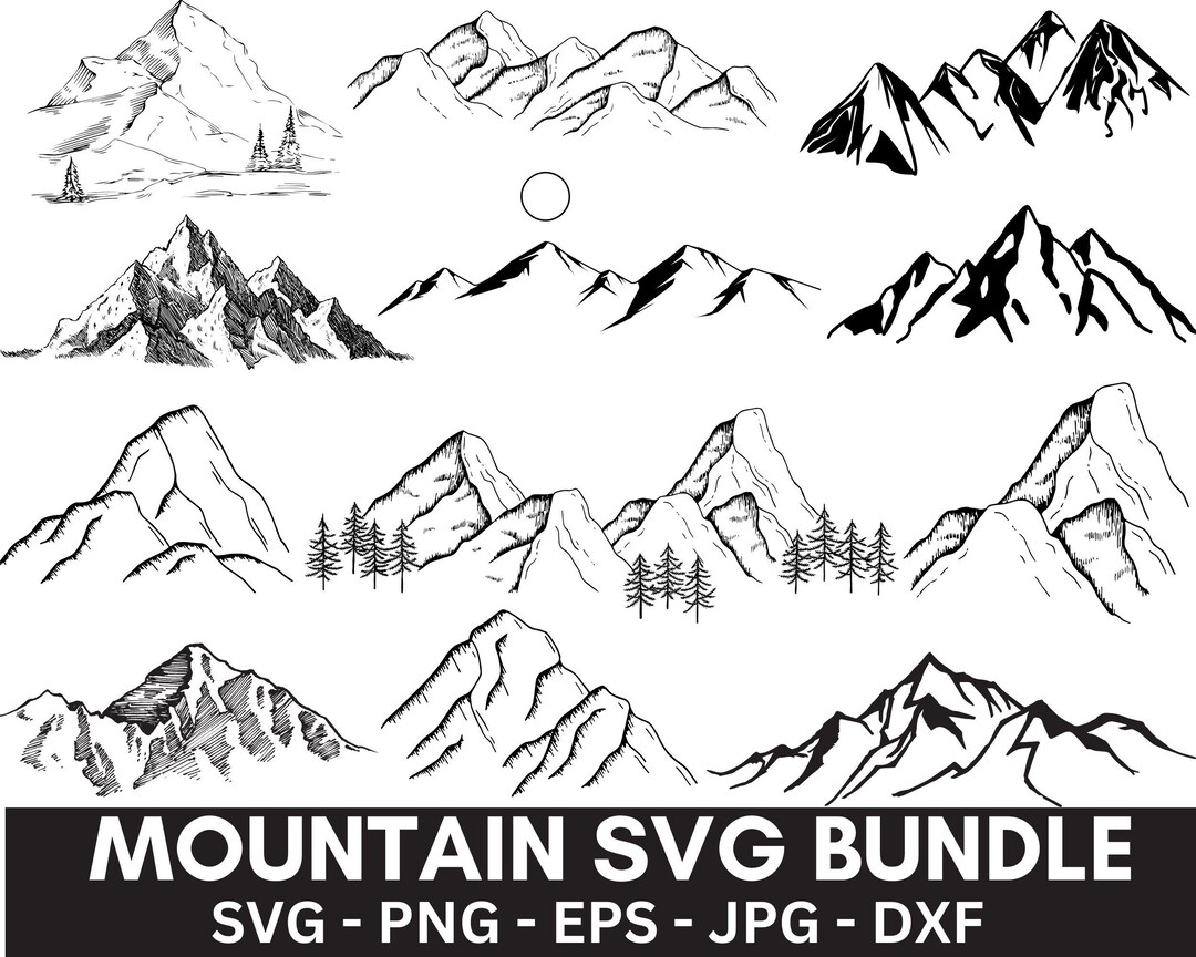 Mountains Svg Bundle,mountains Svg,mountain Hand Drawn,mountain Svg ...