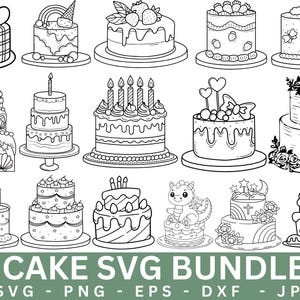 Cake SVG Bundle,Cake Outline svg,Cake Clipart,cake Silhouette,Bakery Svg,Cake PNG Bundle,Muffin Svg,Line Art svg,Instant download
