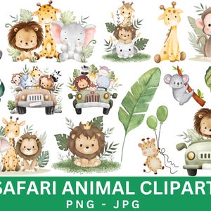 Safari Animals Clipart,Wild Animals,Watercolor Baby Animal PNG,Cute Watercolor Animal,Jungle Animals,Wild Animals Safari,Digital Download