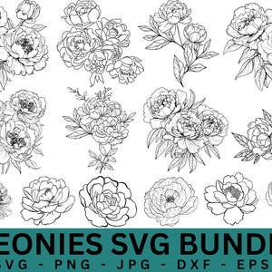 Peonies svg bundle,Floral Arrangement svg,Peony Tattoo Stamps,Wedding Flowers svg,Peony Flower,Peony svg,Commercial cutting files