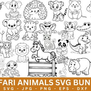 Safari animals outline SVG,Vector files,jungle animal cut file Cricut,Safari animals SVG bundle,wild animals svg,Commercial use,Dxf,eps
