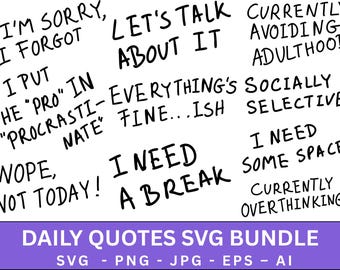 Dagliga citat SVG-paket, inspirerande clipart (digital nedladdning)