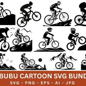 Mountain Bike SVG PNG Bundle, Cycling svg, Cycling Silhouette, Outdoor Adventure SVG Design, commercial use, Instant Download