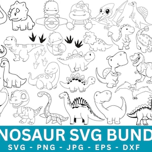 Svg dinosaure mignon, dinosaure SVG Bundle, svg silhouette dinosaure, Silhouette Svg, t-rex svg, Svg Bundle, svg dino, fichier coupe dinosaures, svg dinosaure