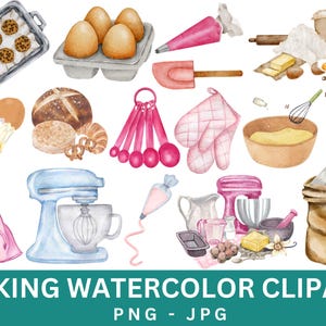 Baking Supplies PNG,Watercolor Baking,Neutral Baking Clipart,Vintage Baking Clipart Bundle,Baking Tools,Kitchen Clipart,Commercial License