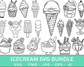 Eis SVG Bundle, Kegel Clipart, Sommer Designs (Digitale Dateien)
