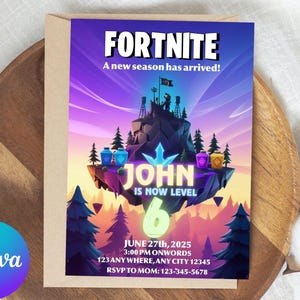 Editable Fort Game Birthday Invitation,Boy's Gaming Invitation Template, Birthday Party Template,Digital Template,Printable Instant Download