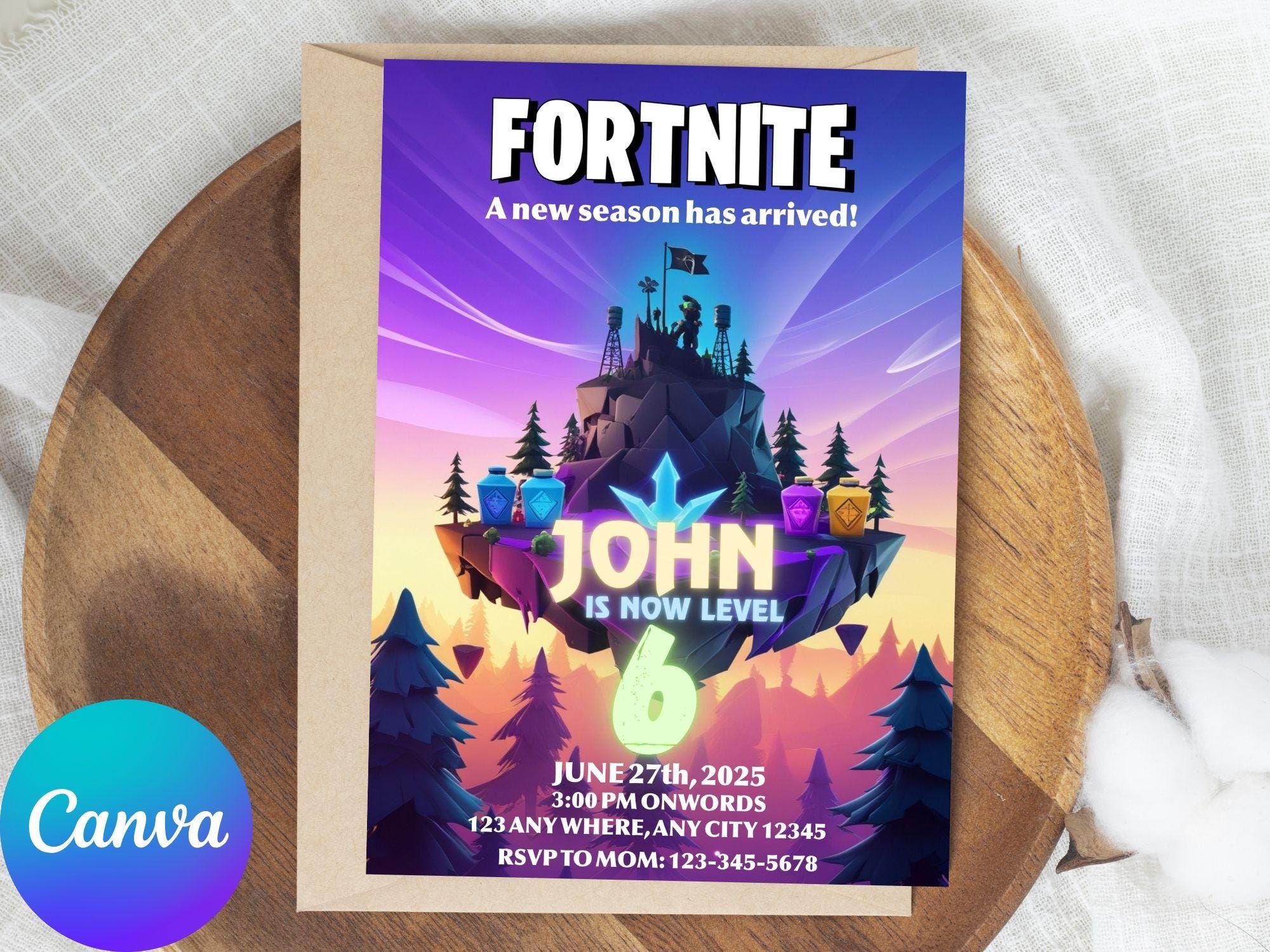 Editable Fort Game Birthday Invitation,Boy's Gaming Invitation Template, Birthday Party Template,Digital Template,Printable Instant Download