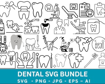 Dental SVG Clipart-paket, tandgrafik (digital nedladdning)
