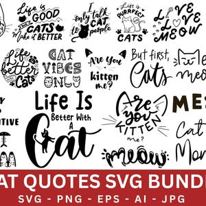 猫の名言 SVG バンドル、クレイジーな猫のおばさん SVG、猫のお父さん SVG、猫の名言 SVG、猫のベクターファイル、Cricut 用の面白い皮肉な猫 SVG バンドル