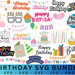 Happy Birthday Cake Topper Svg Bundle,Happy Birthday svg Bundle,Birthday Cake svg,SVG Files for Cricut,Birthday Clipart,Instant download.
