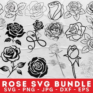 Roses SVG Bundle,Flower svg,Rose Svg,Svg files for cricut,rose bundle,rose vector svg, Cut File,Rose png,tattoo svg,floral svg,Rose clipart