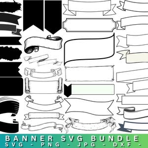 Banner Svg Bundle,Birthday Banner svg,Banner Outline,Banner Clipart,Ribbon Svg,Bunting SVG,Banners Svg,banner cricut silhouette cut file