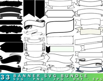 Banner Svg Bundle,Birthday Banner svg,Banner Outline,Banner Clipart,Ribbon Svg,Bunting SVG,Banners Svg,banner cricut silhouette cut file