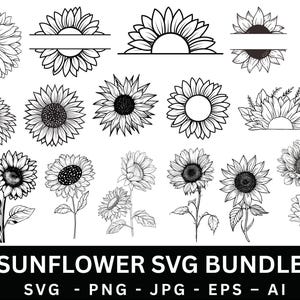 Sonnenblume SVG, Sonnenblume Cricut, T-shirt Grafik, Sonnenblume Clipart, Sonnenblume geschnitten Datei, Sonnenblume Silhouette, Sonnenblume Vektor, digitaler Download