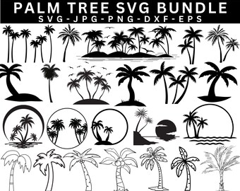 Palmboom SVG-bundel, Beach Life-clipart (digitale bestanden)